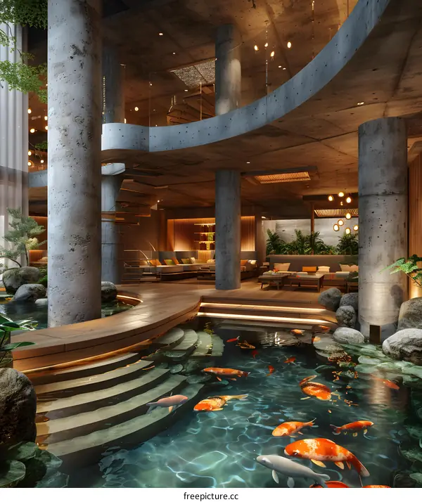 Indoor fish pond koi