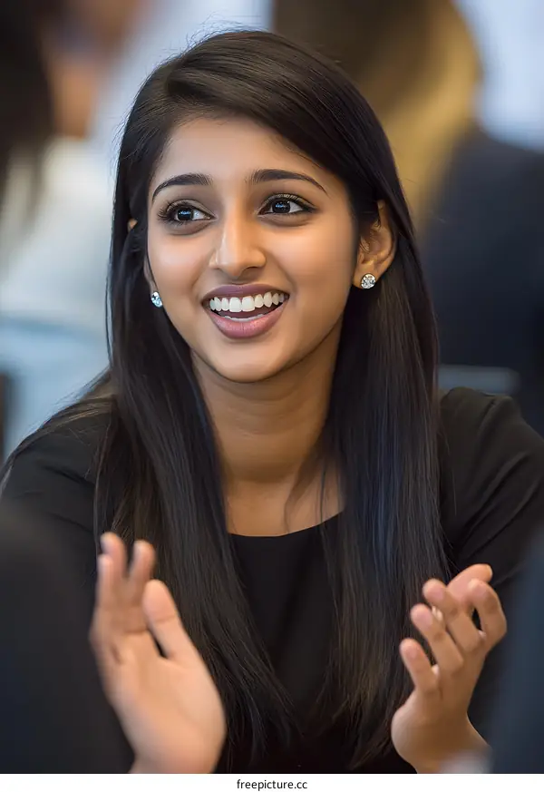 Closeup Portrait of Smiling Indian Woman
