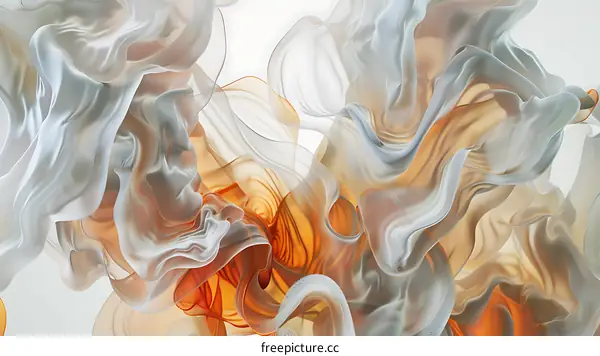 Abstract Background with Flowing Orange and White Shapes