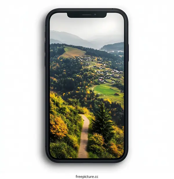 Smartphone Display With Mountain View