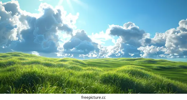 Vast Green Field Under a Cloudy Sky