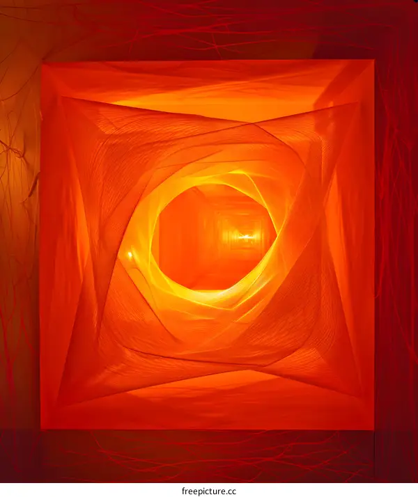 Orange and Yellow Light Installation with Netting