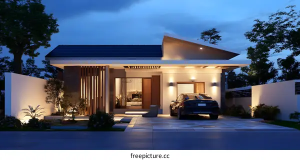 Modern House Design with a Car Park
