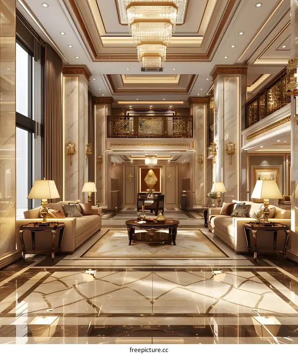 Luxury Home Interior Design with Elegant Decor and Chandelier