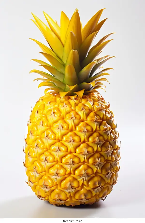 Single pineapple isolated on white background