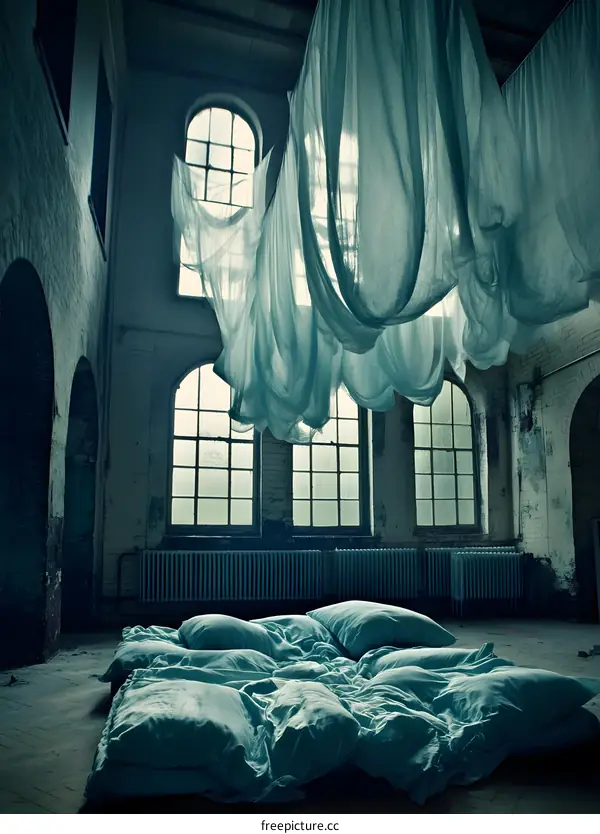 Fabric Installation in Abandoned Building
