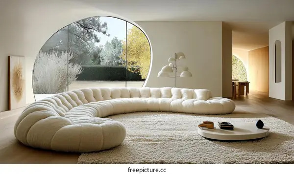 Modern Cream Sectional Sofa in a Minimalist Living Room