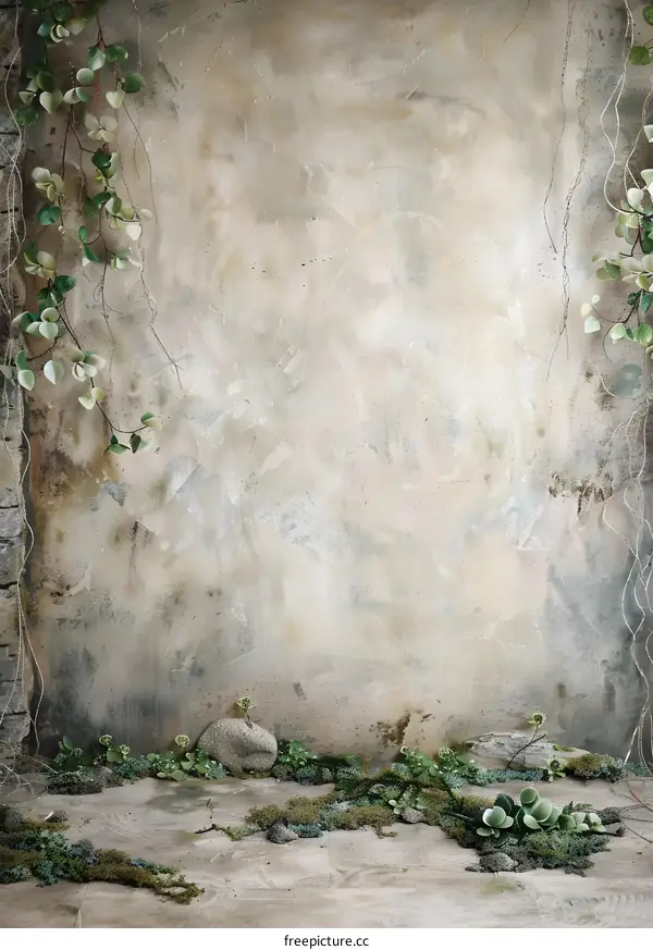 Grunge Background With Green Vines