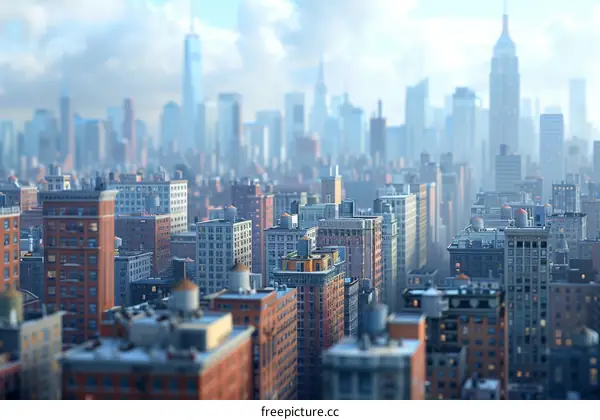 Small City Model with Skyscrapers