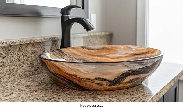 Modern Bathroom Sink with Marble Design