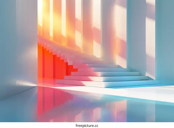 Empty Room with Staircase and Large Window