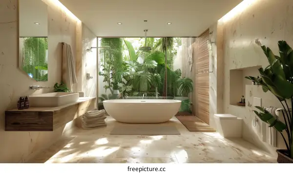 Bathroom with Indoor Plants
