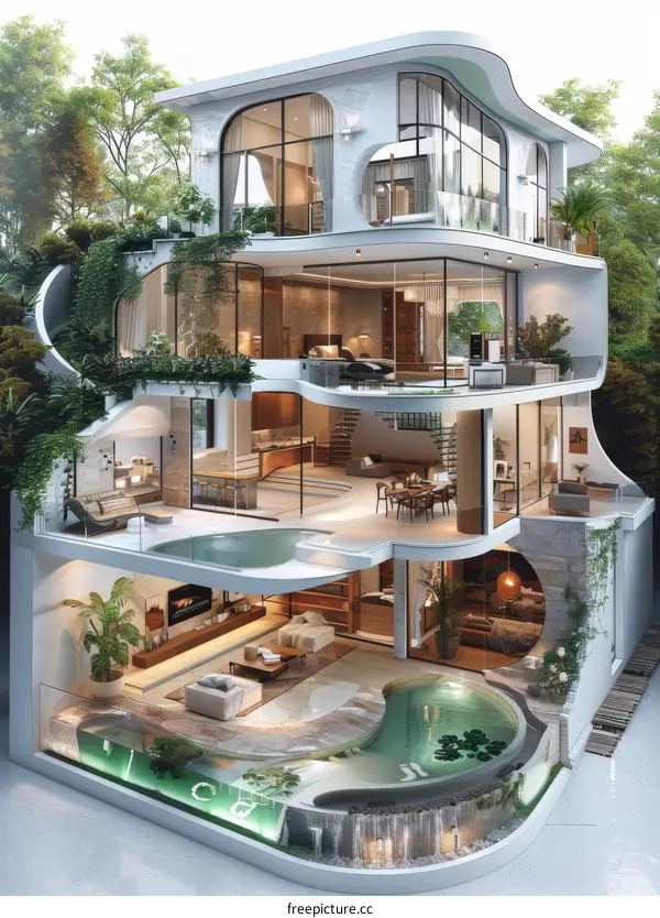 Luxury Villa Sectional Design: Modern Architecture