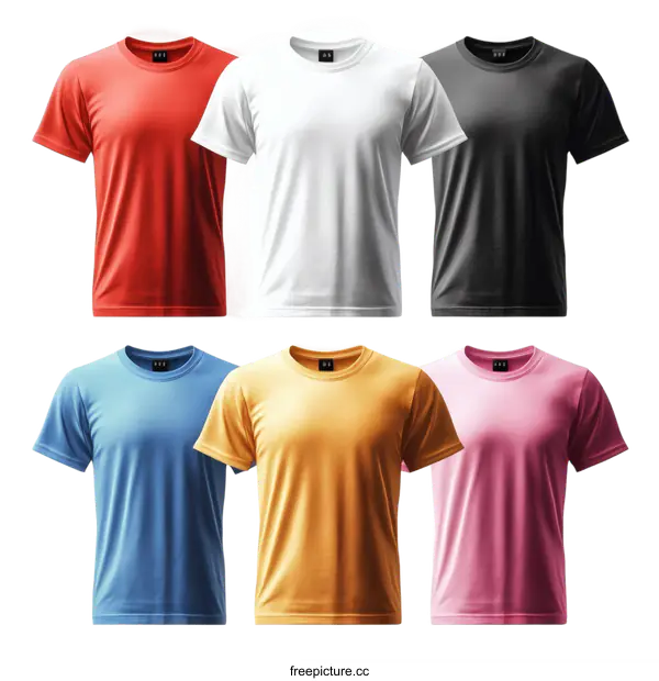 [Transparent Background PNG]Blank T-shirts in Various Colors Mockup