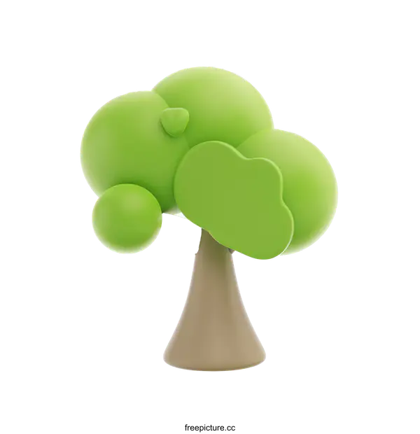 [Transparent Background PNG]Vibrant Green Cartoon Tree Depiction