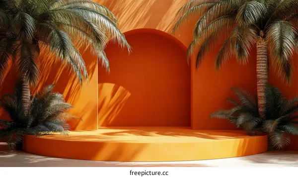 Orange Tropical Oasis Minimalist Display