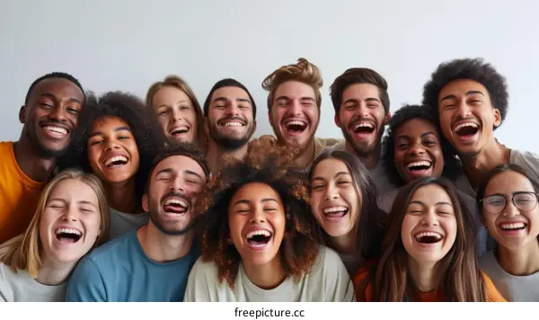 A group of diverse people laughing together
