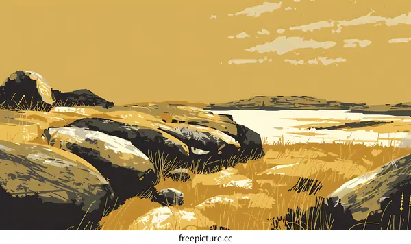 Abstract Landscape with Rocks and Water