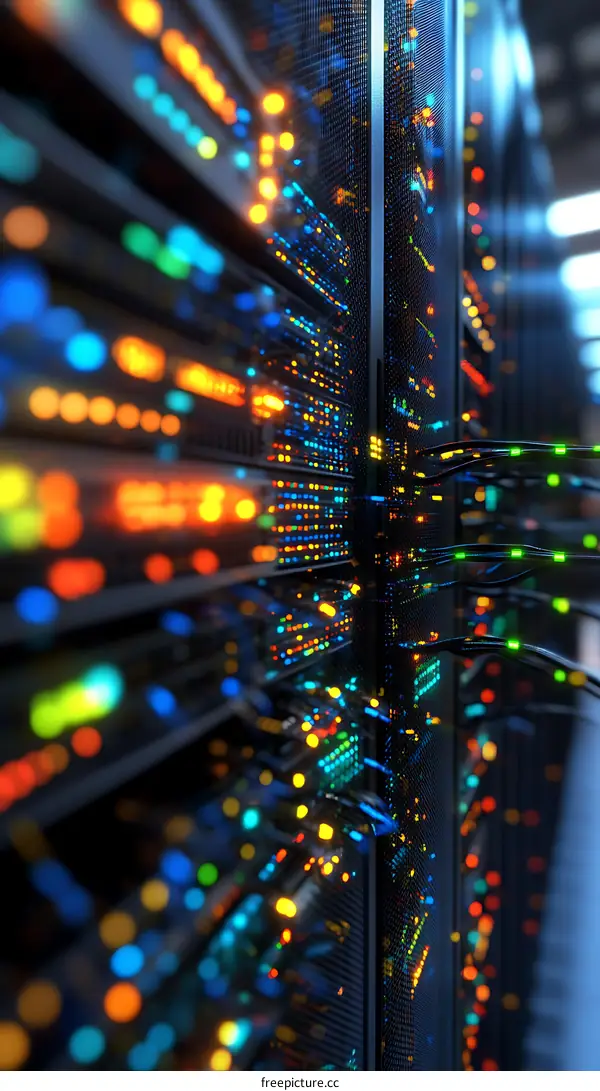 Colorful Server Racks in a Data Center