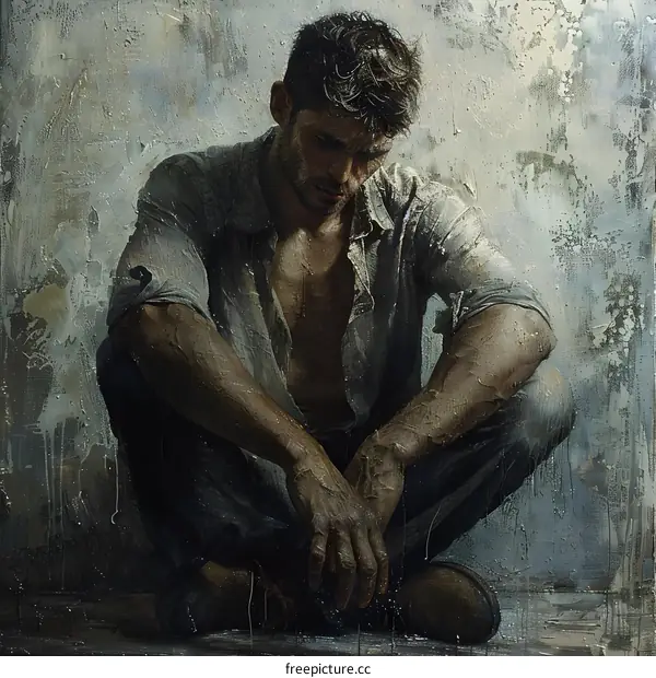 Contemplative Man in Blue Jeans