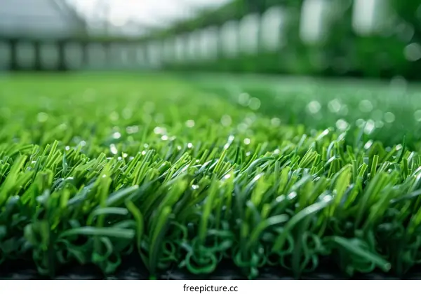 Close up of artificial green grass texture background
