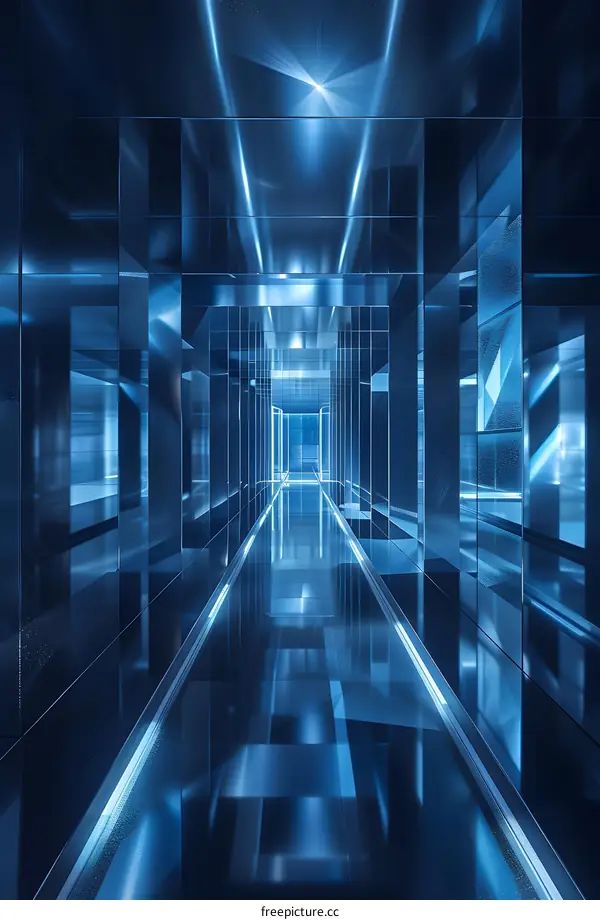 Blue and Black Futuristic Sci-Fi Corridor