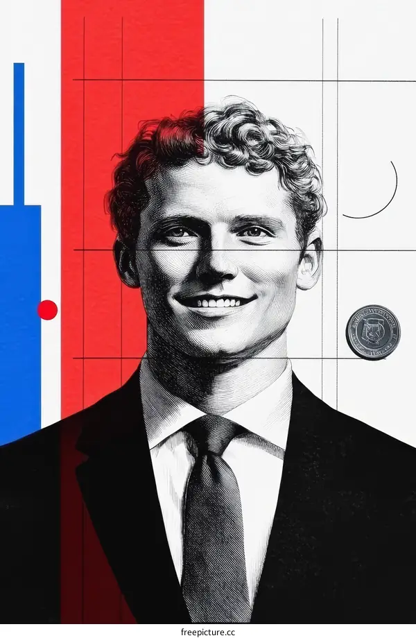 Business Leader Portrait Illustration with Abstract Background