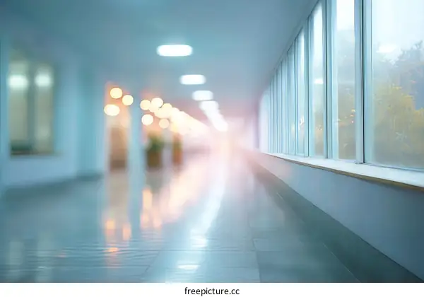 Blurred Interior Hospital Corridor