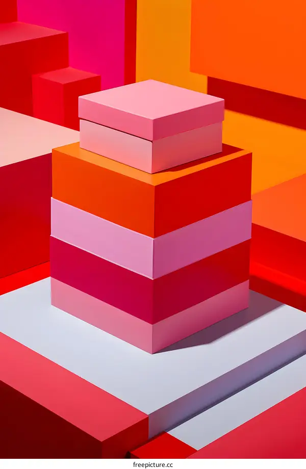 Stacked Colorful Boxes Abstract Minimalist Product Photography Background
