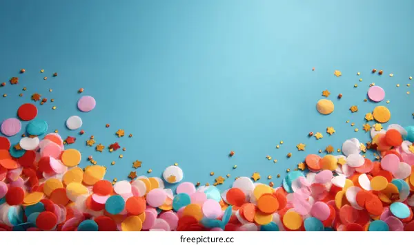 Colorful Confetti on Light Blue Background