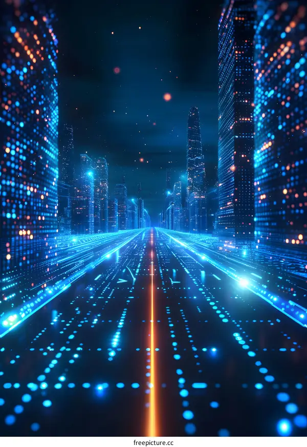 Digital city lights at night