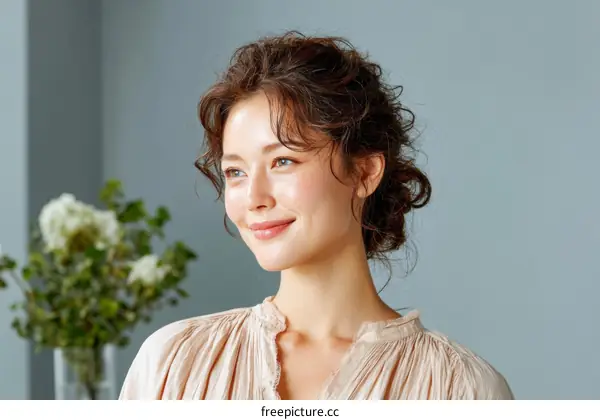 Elegant Asian Woman with a Beautiful Hairstyle