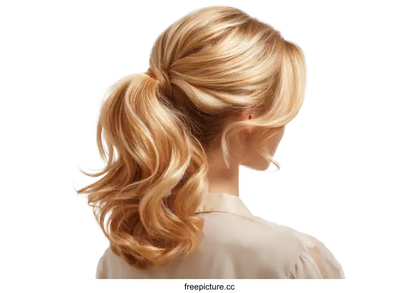 [Transparent Background PNG]Elegant Blonde Ponytail Hairstyle
