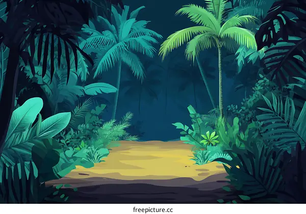 Jungle Night Background Illustration