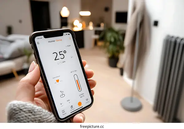 Smart Home Temperature Control App on Smartphone