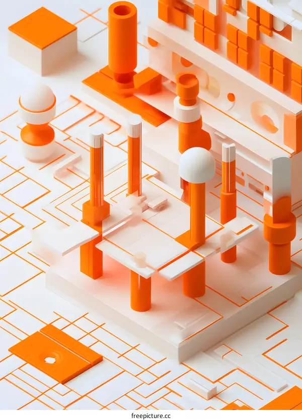 Abstract Orange and White Geometric Structure