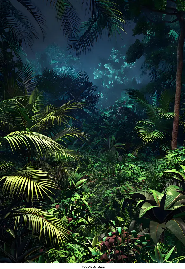 Tropical Rainforest Night Scenery