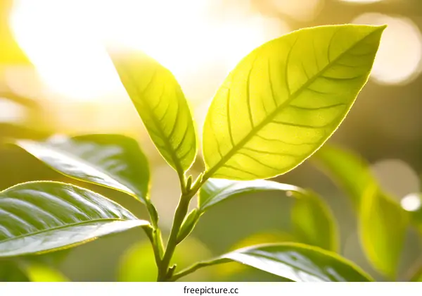 Close Up of Green Leaves in the Sunlight