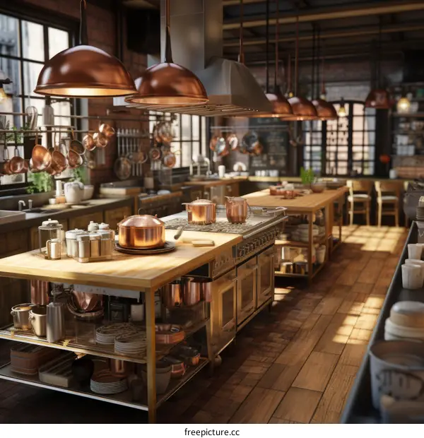 Rustic Kitchen Interior Design With Copper Accents