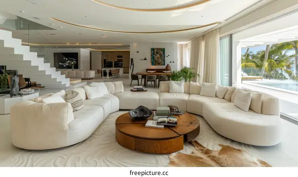 Modern minimalist open concept living room interior design