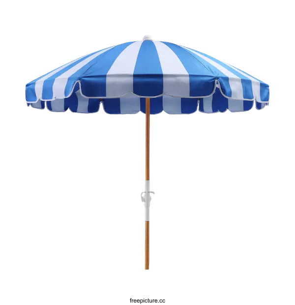 [Transparent Background PNG]Blue and White Striped Beach Umbrella