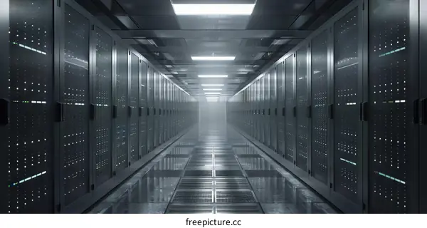 Futuristic Sci-Fi Server Room With Glowing Lights