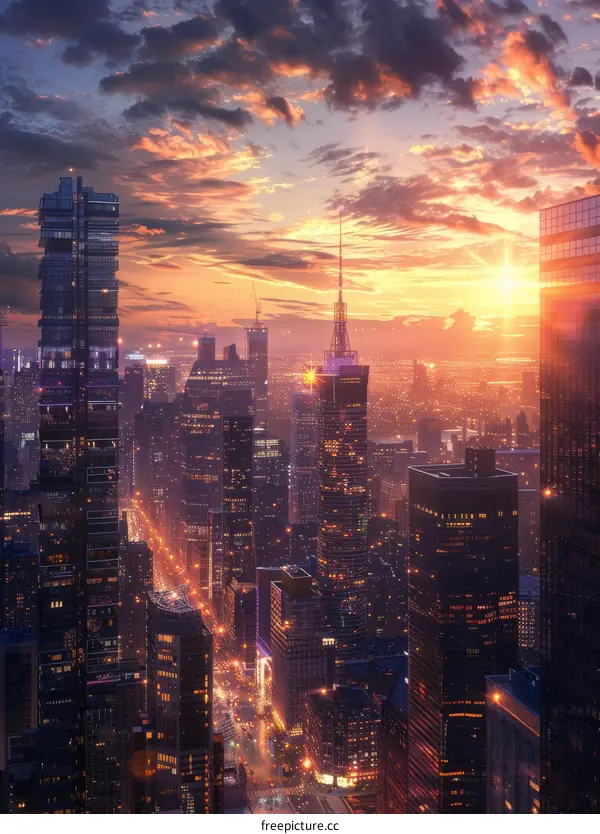 Bustling New York City Skyline