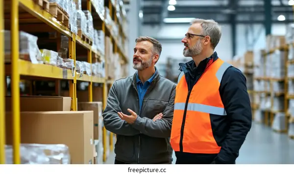 Warehouse Inspection by Two Caucasian Men