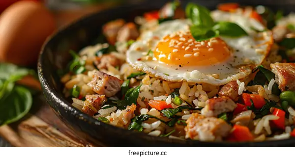 delicious fried rice with egg on top