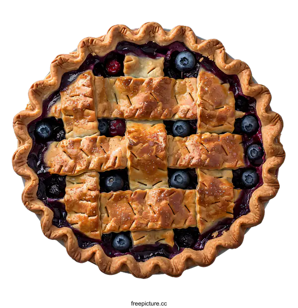 [Transparent Background PNG]A delicious homemade blueberry pie with a lattice crust