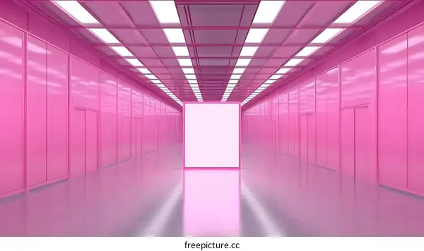 Pink Corridor Interior Design with White Blank Square