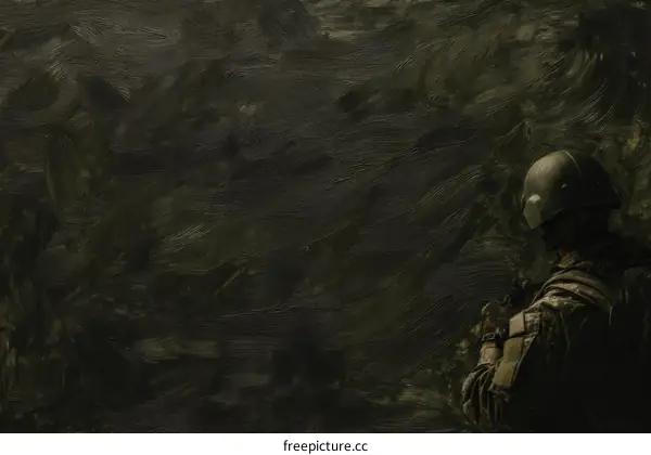Military soldier in the dark background