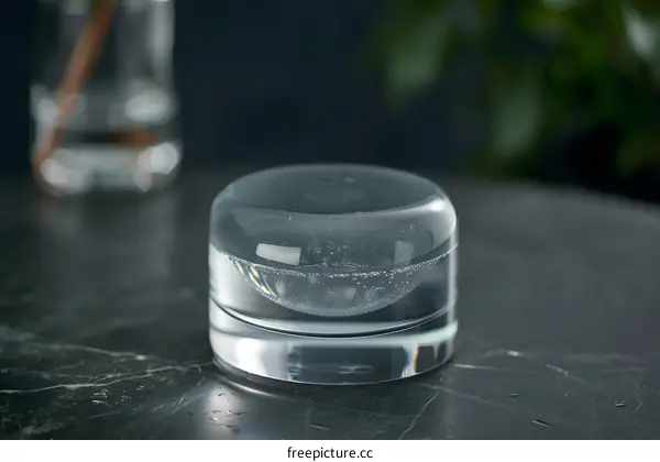 Close up of a glass bowl filled with water and bubbles
