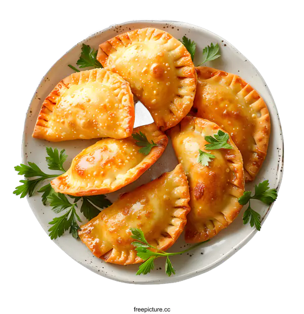 [Transparent Background PNG]Homemade delicious fried meat pies with parsley